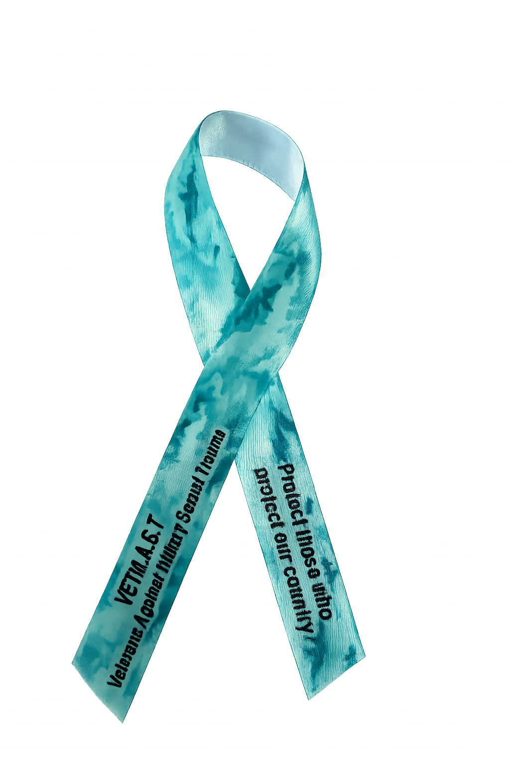 Teal VetMAST awareness ribbon reading Veterans Against Military Sexual Trauma, protect those who protect our country